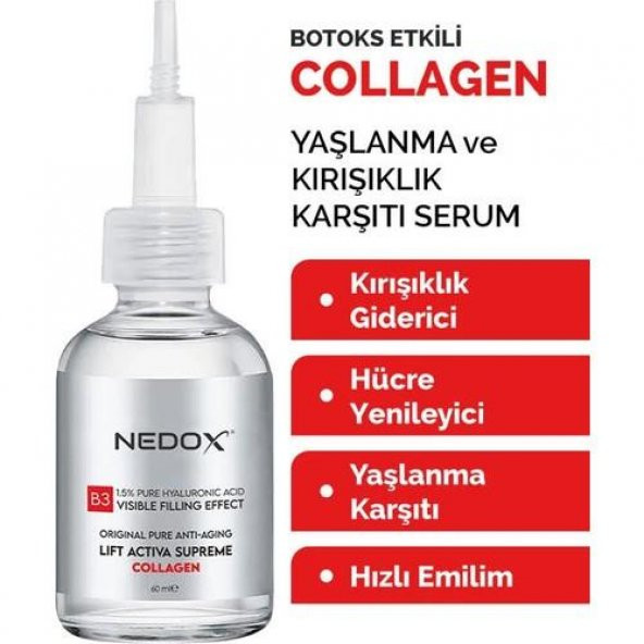 NEDOX Kırışıklık Karşıtı Dolgunlaştırıcı Botoks B3 Kolajen Serum 60 ml Ince Çizgi Sarkmalar - 2