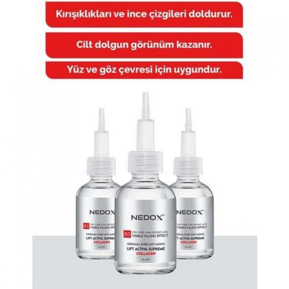 NEDOX Kırışıklık Karşıtı Dolgunlaştırıcı Botoks B3 Kolajen Serum 60 ml Ince Çizgi Sarkmalar - 3