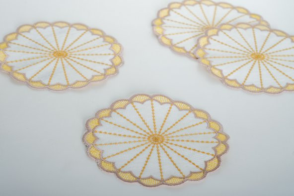Finezza Mila Nakışlı Krem Sarı Kokteyl Peçetesi 15x15 cm 4 Ad-1481 - 3
