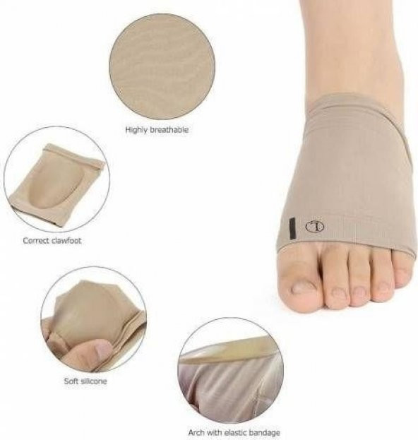 Kumaş Ayak Ark Destek Çorabı Ark Desteği Içe Basma Düz Tabanlık Önleyici Medikal Ortopedik Tabanlık - 5
