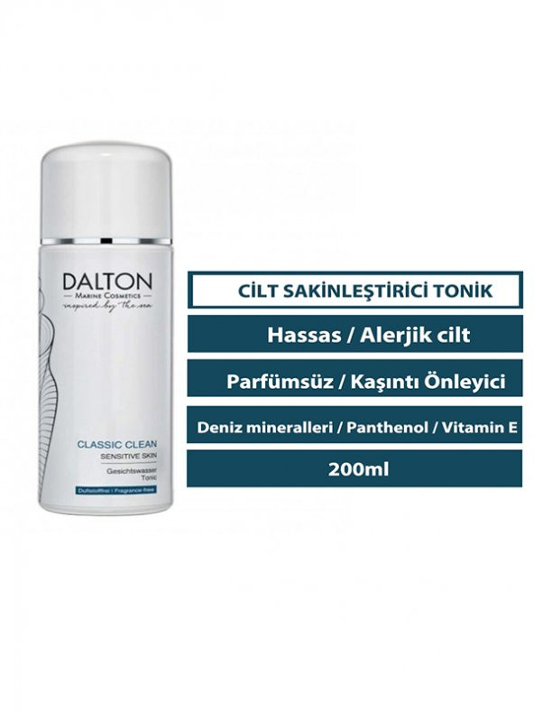Hassas Ciltlerde Tahrişi, Kaşıntıyı Azaltan, Nemlendiren  CLASSIC CLEAN Hassas Cilt Tonik