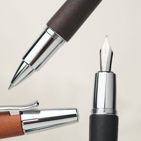 Faber-Castell E-Motion Krom/Ahşap Dolmakalem Koyu Kahverengi (B) - 2