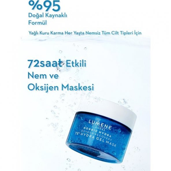 Lumene Oxygen Recovery 72H Hydra Gel Mask - 72SA Nemlendirici Oksijen Maskesi 150ML - 2