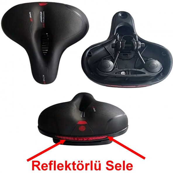 Reflektörlü Sele Bisiklet Geniş Konfor Yumuşak Ortası Delikli Bisiklet Selesi Lüx Bisiklet Oturak - 3