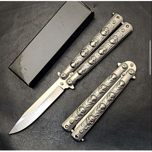 Mini Kelebek 17 Cm Gümüş Kurukafalı Knives And Weapons