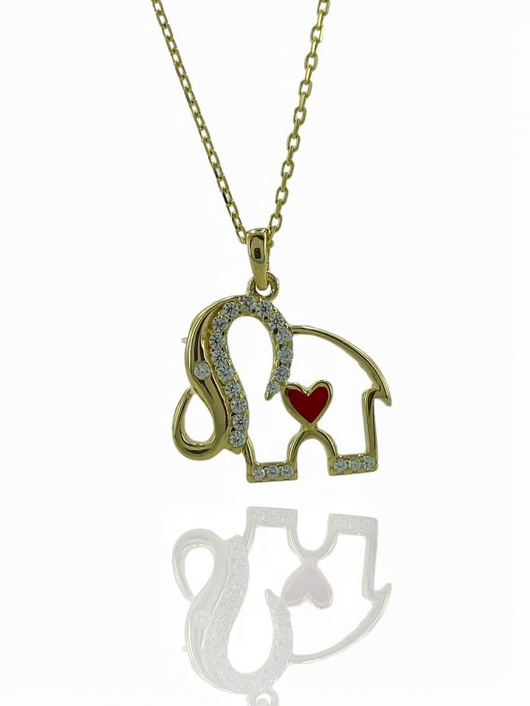 Minimal Fil Kalp Altın Kolye - Resim 2