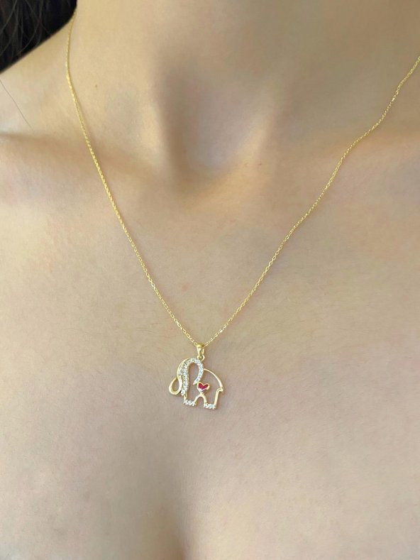 Minimal Fil Kalp Altın Kolye - Resim 3