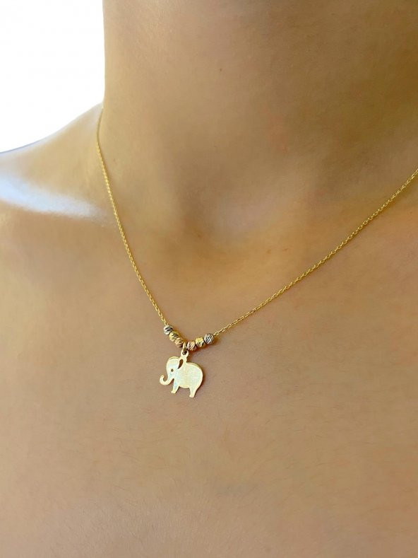 Dorika Sade Zarif Şık Fil Altın Kolye 14 Ayar ürün görseli