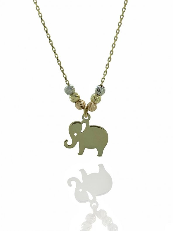 Dorika Sade Zarif Şık Fil Altın Kolye 14 Ayar - Resim 2