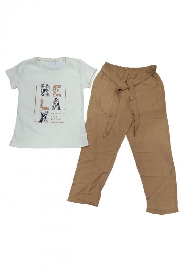 Kız Çocuk Relax Yazı Desenli Aerobin Pantolonlu Takım
