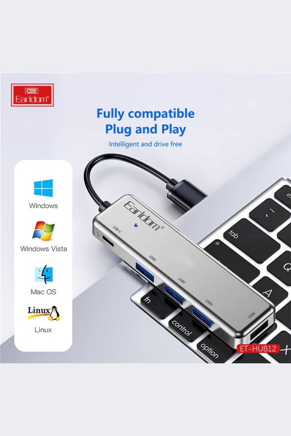 Fuchsia USB 3.0 Portlu Type-C Hub Çoklayıcı Adapter - 3