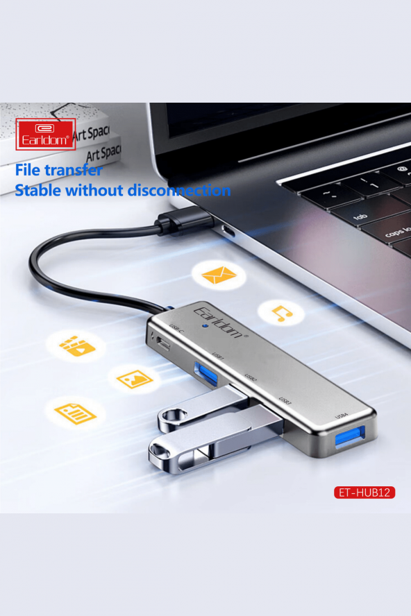 Fuchsia USB 3.0 Portlu Type-C Hub Çoklayıcı Adapter - 4
