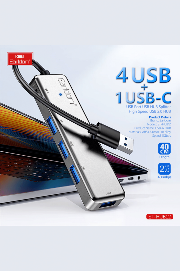 Fuchsia USB 3.0 Portlu Type-C Hub Çoklayıcı Adapter - 5