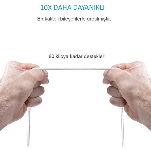 Anker Powerline+ Micro USB Örgülü Şarj/Data Kablosu 1.8 Metre- Beyaz - Taşıma Çantalı - Resim 5