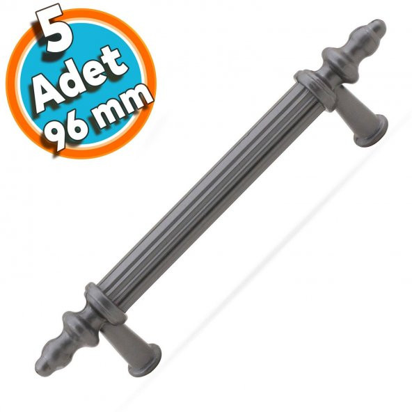 Polavit Çekmece Mutfak Dolap Kapak Kulpu Kulbu 96 mm Gri Sert Plastik Kulp (5 ADET)