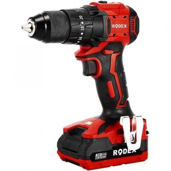 Rodex Akülü Matkap 13 Mm 0-350/0-1350RPM 45NM 2X Li-On 18V/2.AH 2 Vites