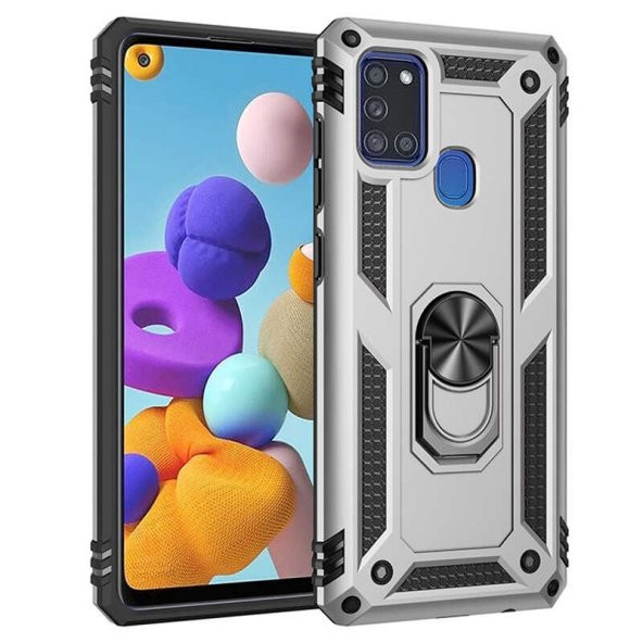 Samsung Galaxy A21S Kılıf Sofya Yüzüklü Standlı Zırhlı Silikon Kılıf - 2