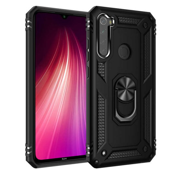 Xiaomi Redmi Note 8 Kılıf Sofya Yüzüklü Standlı Zırhlı Silikon Kılıf