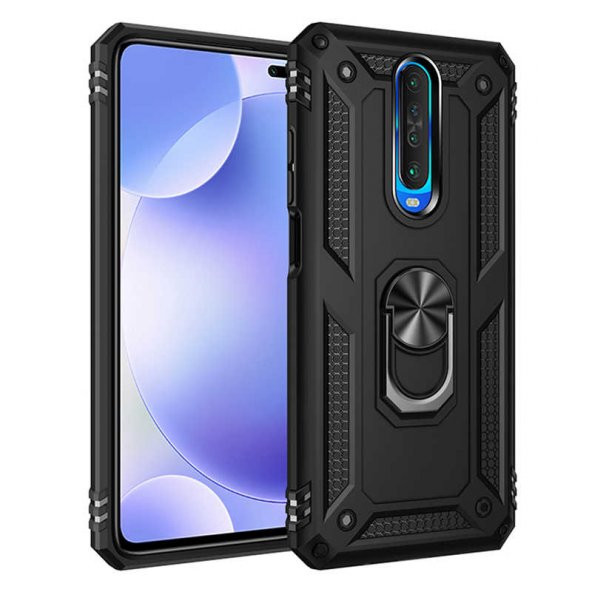 Xiaomi Redmi K30 Kılıf Sofya Yüzüklü Standlı Zırhlı Silikon Kılıf