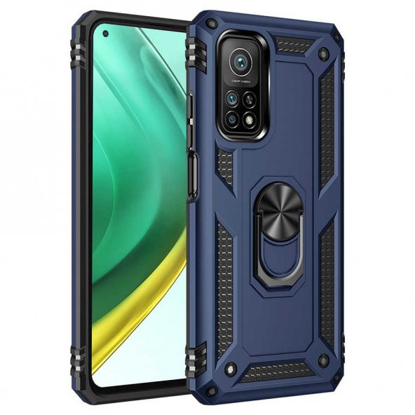 Xiaomi Mi 10T Pro 5G Kılıf Sofya Yüzüklü Standlı Zırhlı Silikon Kılıf - 5