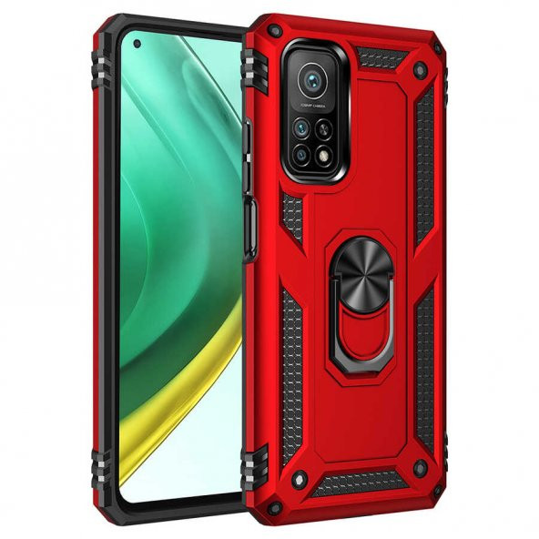 Xiaomi Mi 10T 5G Kılıf Sofya Yüzüklü Standlı Zırhlı Silikon Kılıf - 3