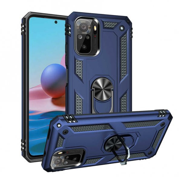 Xiaomi Redmi Note 10 Kılıf Sofya Yüzüklü Standlı Zırhlı Silikon Kılıf - 5