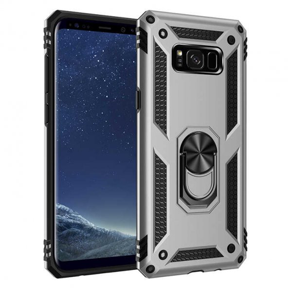 Samsung Galaxy S8 Plus Kılıf Sofya Yüzüklü Standlı Zırhlı Silikon Kılıf - 2