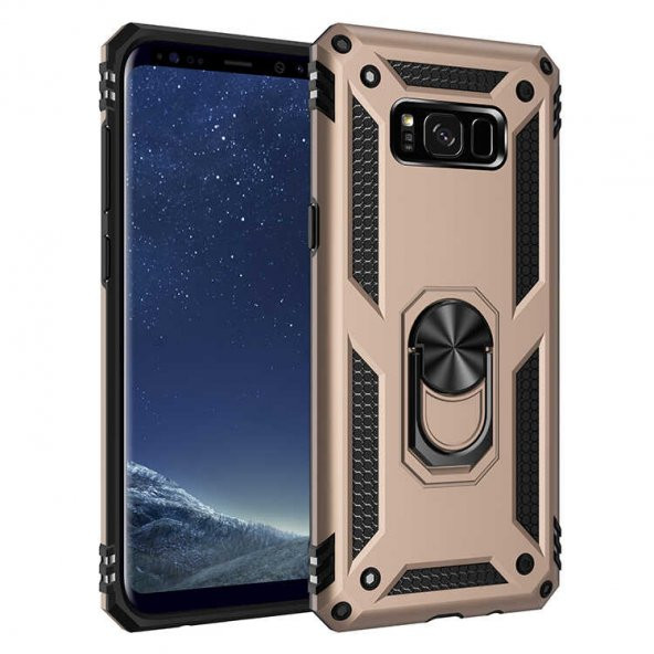 Samsung Galaxy S8 Plus Kılıf Sofya Yüzüklü Standlı Zırhlı Silikon Kılıf - 4