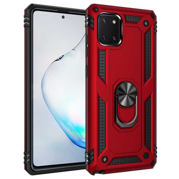 Samsung Galaxy A81 (Note 10 Lite) Kılıf Sofya Yüzüklü Standlı Zırhlı Silikon Kılıf - 3