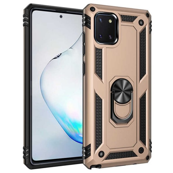 Samsung Galaxy A81 (Note 10 Lite) Kılıf Sofya Yüzüklü Standlı Zırhlı Silikon Kılıf - 4