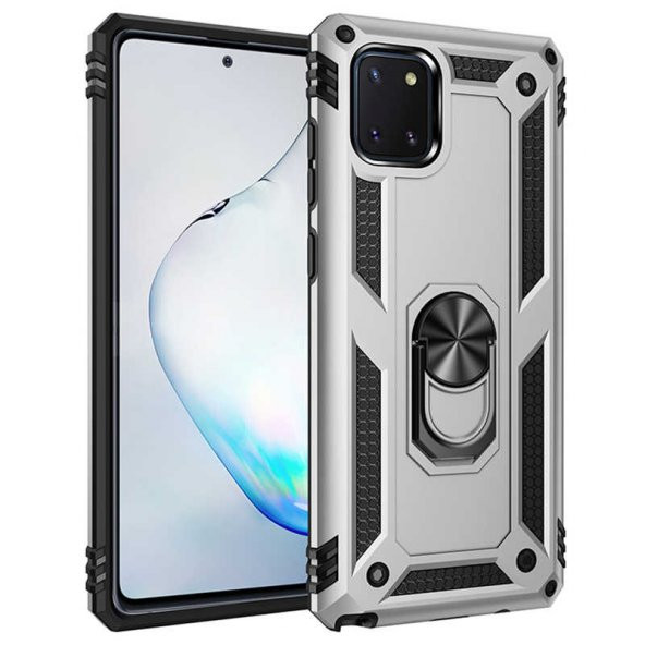 Samsung Galaxy A81 (Note 10 Lite) Kılıf Sofya Yüzüklü Standlı Zırhlı Silikon Kılıf - 2