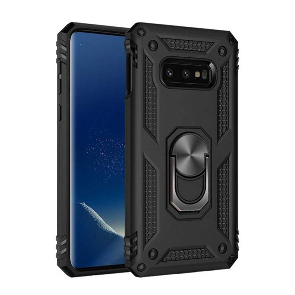 Samsung Galaxy S10E Kılıf Sofya Yüzüklü Standlı Zırhlı Silikon Kılıf - 1