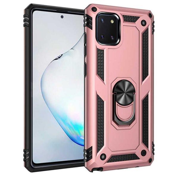 Samsung Galaxy A81 (Note 10 Lite) Kılıf Sofya Yüzüklü Standlı Zırhlı Silikon Kılıf - 6
