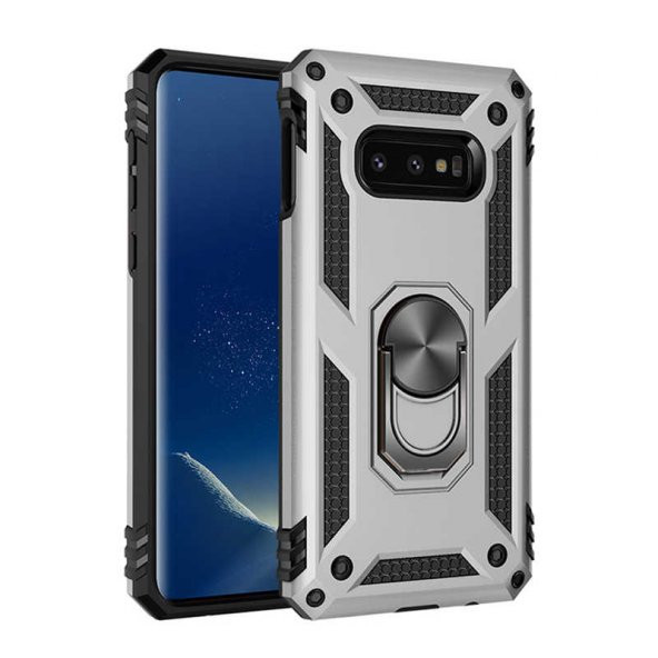 Samsung Galaxy S10E Kılıf Sofya Yüzüklü Standlı Zırhlı Silikon Kılıf - 2