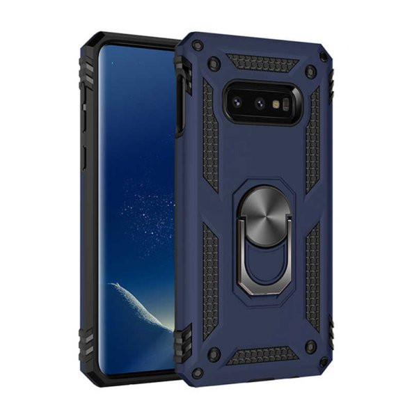 Samsung Galaxy S10E Kılıf Sofya Yüzüklü Standlı Zırhlı Silikon Kılıf - 5
