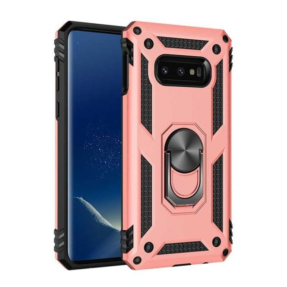 Samsung Galaxy S10E Kılıf Sofya Yüzüklü Standlı Zırhlı Silikon Kılıf - 6
