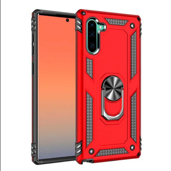 Samsung Galaxy Note 10 Kılıf Sofya Yüzüklü Standlı Zırhlı Silikon Kılıf - Resim 2