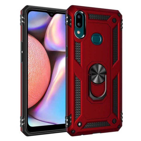 Samsung Galaxy A10S Kılıf Sofya Yüzüklü Standlı Zırhlı Silikon Kılıf - 3