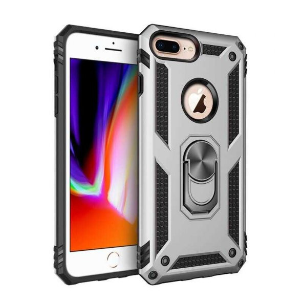 Apple iPhone 7 Plus Kılıf Sofya Yüzüklü Standlı Zırhlı Silikon Kılıf