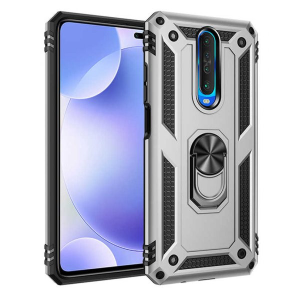 Xiaomi Poco X2 Kılıf Sofya Yüzüklü Standlı Zırhlı Silikon Kılıf - 2