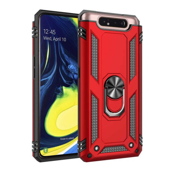 Samsung Galaxy A80 Kılıf Sofya Yüzüklü Standlı Zırhlı Silikon Kılıf - 3