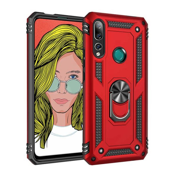 Huawei Y9 Prime 2019 Kılıf Sofya Yüzüklü Standlı Zırhlı Silikon Kılıf - 3