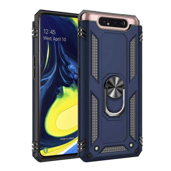 Samsung Galaxy A80 Kılıf Sofya Yüzüklü Standlı Zırhlı Silikon Kılıf - 5