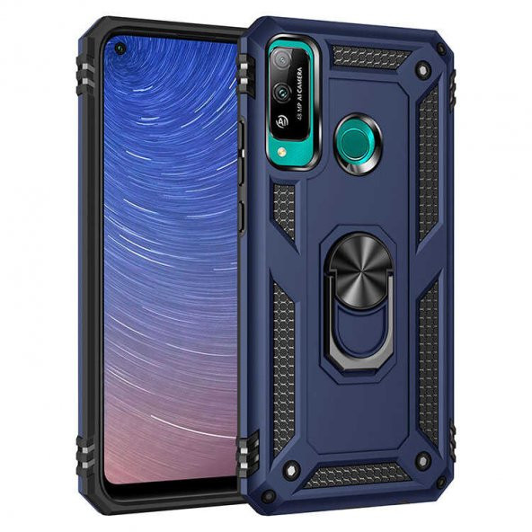 Huawei P40 Lite E Kılıf Sofya Yüzüklü Standlı Zırhlı Silikon Kılıf - 5