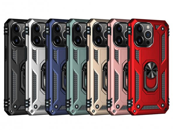 Huawei P40 Lite E Kılıf Sofya Yüzüklü Standlı Zırhlı Silikon Kılıf - 7