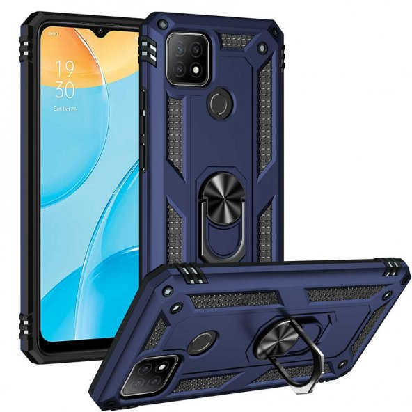 Oppo A15 Kılıf Sofya Yüzüklü Standlı Zırhlı Silikon Kılıf - 3