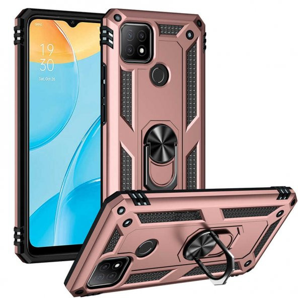Oppo A15 Kılıf Sofya Yüzüklü Standlı Zırhlı Silikon Kılıf - 4