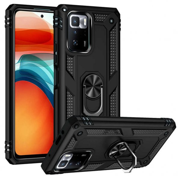 Xiaomi Poco X3 GT Kılıf Sofya Yüzüklü Standlı Zırhlı Silikon Kılıf - 1
