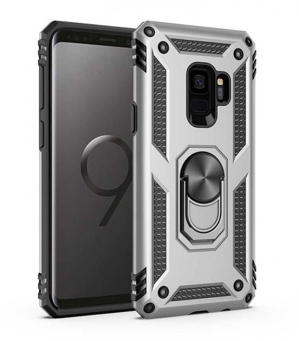 Samsung Galaxy S9 Kılıf Sofya Yüzüklü Standlı Zırhlı Silikon Kılıf - 2