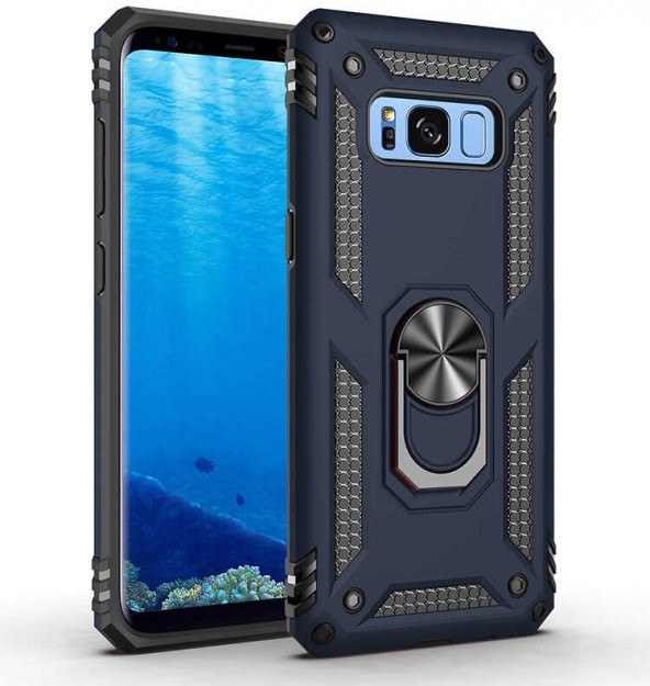 Samsung Galaxy S8 Kılıf Sofya Yüzüklü Standlı Zırhlı Silikon Kılıf - 3